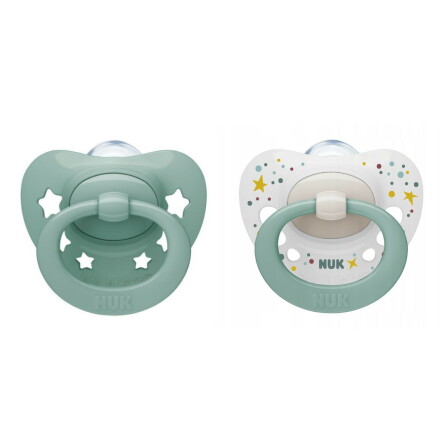 NUK Pacifier Signature Silicon S1 Family Love Grn, 0-6 mn