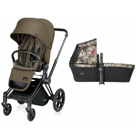 Cybex Priam Lux Cashmere Beige Sitt, Butterfly Ligg + Matt Black Chassi