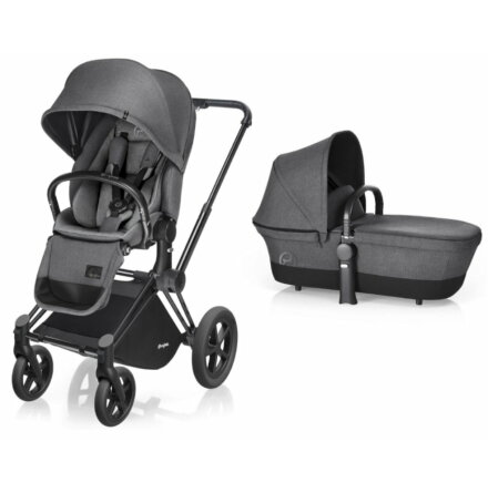 Cybex Priam Lux Manhattan Grey Sitt/ Ligg + Matt Black Chassi