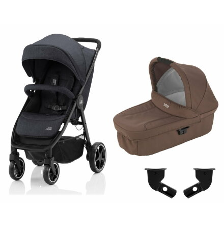 Britax B-Agile M, Black Shadow + Liggdel Brun + Adapter