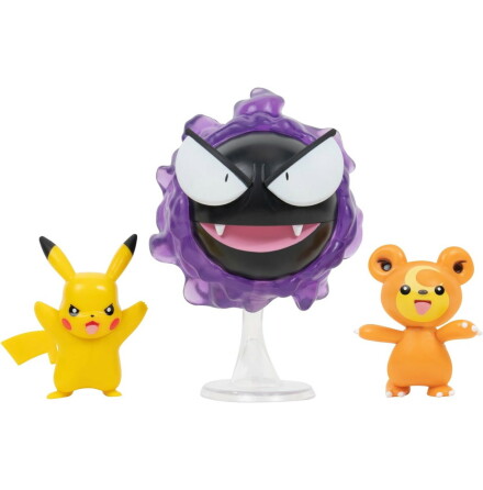 Pokmon Battle Figure Set, 3-pack, Pikachu + Teddiursa + Gastly