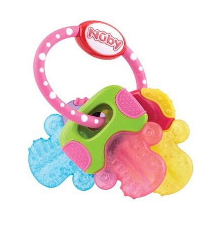 Nuby Teether IcyBite Keys, Pink/Blue/Yellow