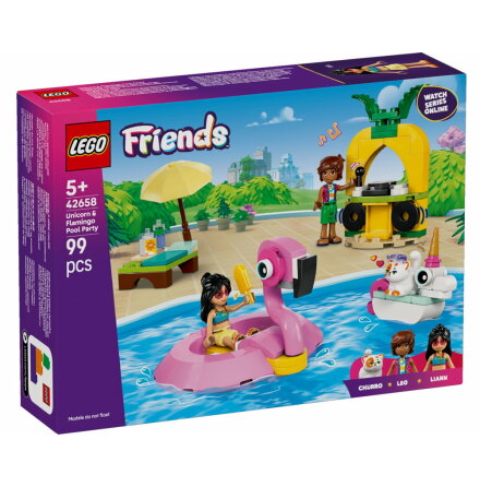 Lego Friends Poolparty med enhrning och flamingo