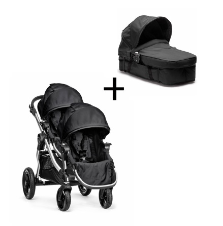 Baby Jogger City Select Black, Silver Frame + Second Seat + Liggdelskit