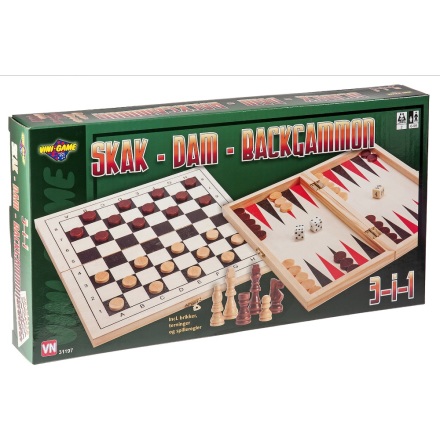 Vini 3-i-1 Shack, Dam & Backgammon
