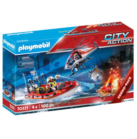 Playmobil Brandkår med helikopter och båt
