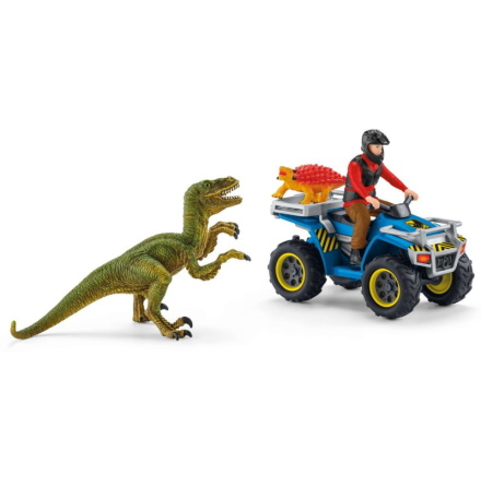 Schleich Flykt p fyrhjuling frn Velociraptor