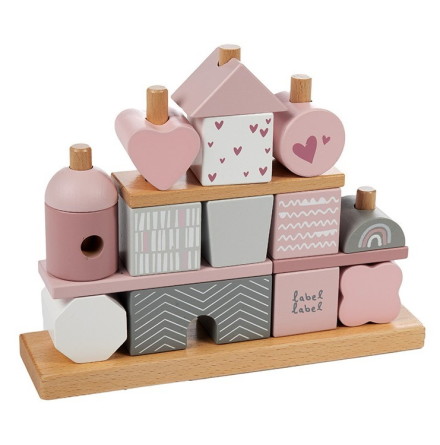 Label-Label Stacking Blocks House, Pink