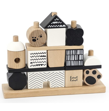 Label-Label Stacking Blocks House, Black/White