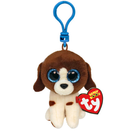 TY Beanie Boos, Muddles Brun/Vit Hund, Clip