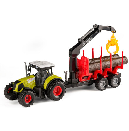 Bull Traktor med Skogsslpvagn
