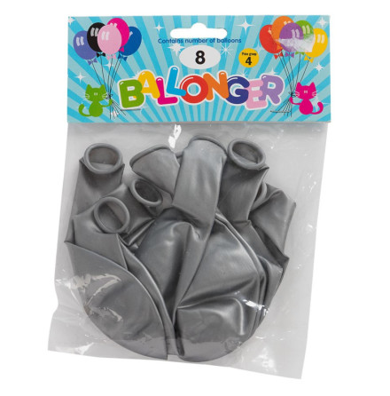 Ballonger 12" Silver Metallic, 8-pack