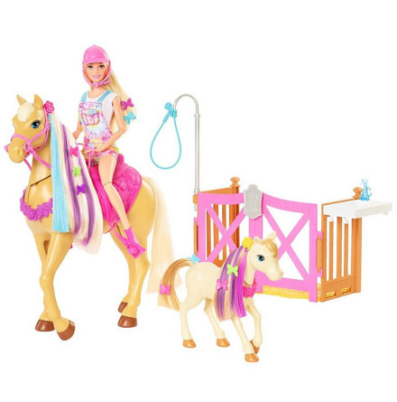 Barbie Groom 'n Care Lekset med docka och 2 hästar