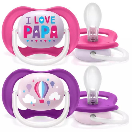 Philips Avent Ultra Air-Napp 6-18m, 2-pack, Pappa/Luftballong