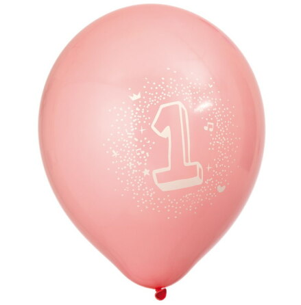 Ballonger 12" Birthday 1 Rosa, 6-pack