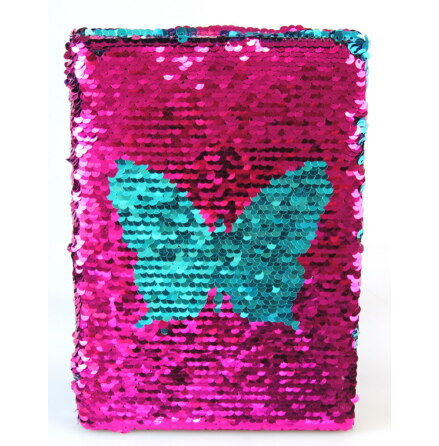 Anteckningsbok A5, Paljett Rosa Fjril